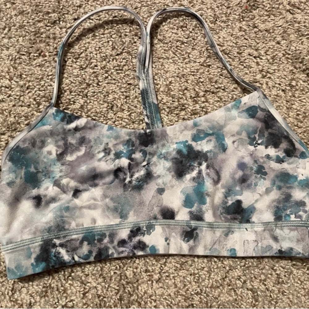 Lululemon Flow Y Nulu Bra *Light Support, A–C Cups Radial Tie Dye Mauve Grey 6